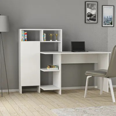 Produktbild von Skye Decor, Bugra - White, Schreibtische, Weiß, 135,9 x 111,8 x 60 cm