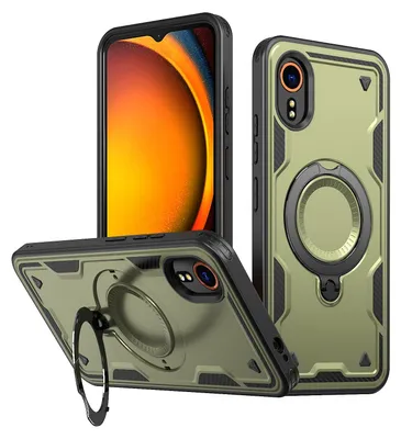 Produktbild von Dual Layer Hülle für Samsung Galaxy XCover7 mit Ring Ständer Magnetisch Stoßfest Handyhülle Grün