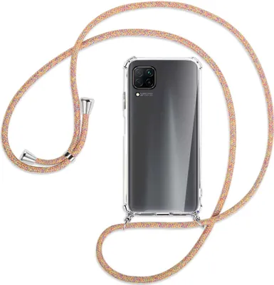 Produktbild von Handykette Backcover-Schutzhülle mit Band (Metall silberfarben) für Huawei P40 lite - Rainbow