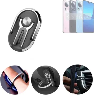 Produktbild von K-S-Trade 3in1 Smartphone-Ring Handy-Ring kompatibel mit Xiaomi 13 Lite Fingerhalterung  Handyring Tischständer Lüftungsgitter-Halterung Tisch