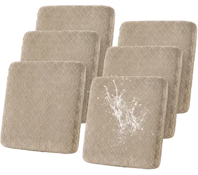 Immagine prodotto di Coprisedili per mobili da giardino, modello a 6 posti, color kaki, impermeabili, elasticizzati e antiscivolo
