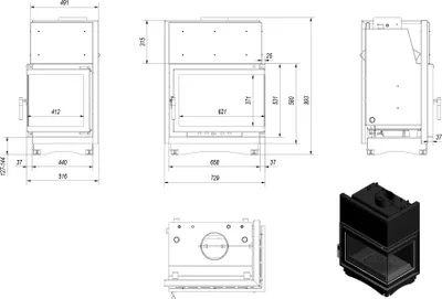 Zdjęcie produktu dla Kominek z płaszczem wodnym ZUZIA Prawy 12 kW 200