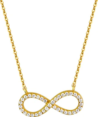 Produktbild von V Anhänger mit Kette 925/- Sterling Silber 42+3cm gelb Zirkonia weiß 301250168V