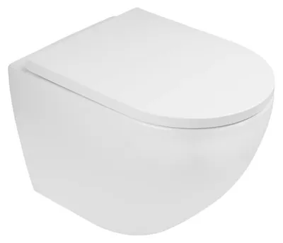 Imagen del producto de OLTENS Hamnes, inodoro de pared con descarga profunda, modelo PureRim, 35,5 x 52 cm, juego que incluye el asiento, con sistema SmartClean