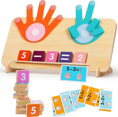 Immagine prodotto di Giochi educativi in legno - Giochi Montessori - Giochi matematici per imparare a contare - Addizioni - Apprendimento dei numeri - Giocattoli educativi