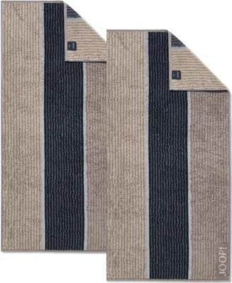 Produktbild von 2 Stück Joop! Frottier Handtuch 1658-70 Lines Graphit 50x100