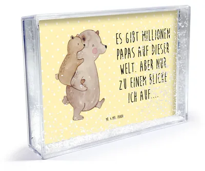 Produktbild von Mr. & Mrs. Panda Bilderrahmen Papa Bär - Gelb Pastell - Geschenk, Vater, Vatertag, Schüttelrahmen, Muttertag, Geburtstag, dekoartikel, Fotorahmen, 3D-Bilderrahmen