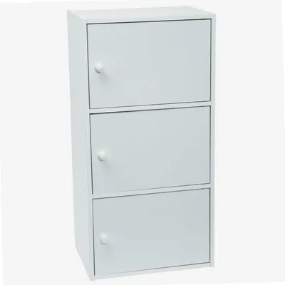 Aufbewahrungsschrank, 80x40x29 cm, weiß, 3 Türen, Spanplatte
