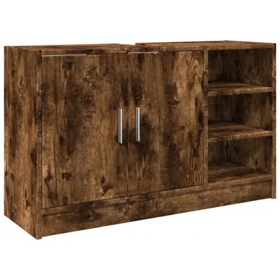 Produktbild von Waschbeckenunterschrank Räuchereiche 90x29x55 cm Holzwerkstoff