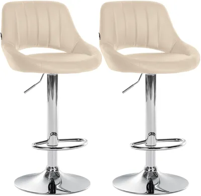 Produktbild von CLP 2er Set Barhocker Milet Kunstleder höhenverstellbar drehbar mit Rückenlehnen creme Material Gestell Metall in Chromoptik