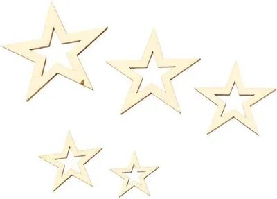 Productafbeelding van Houten sterrenornamenten - 205 stuks - Decoratieve accessoires - Creativiteit - Onvoltooide versierstukken
