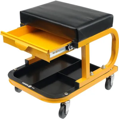Werkstatthocker VOREL mit Schublade, Stahlrahmen, 90 kg Tragkraft