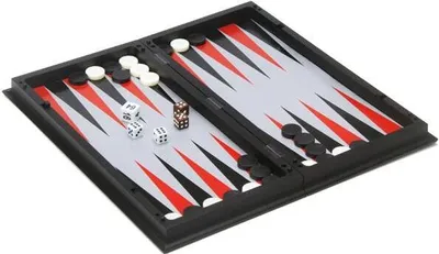 Image de Jeu de voyage Backgammon/Échecs 24 cm noir et blanc