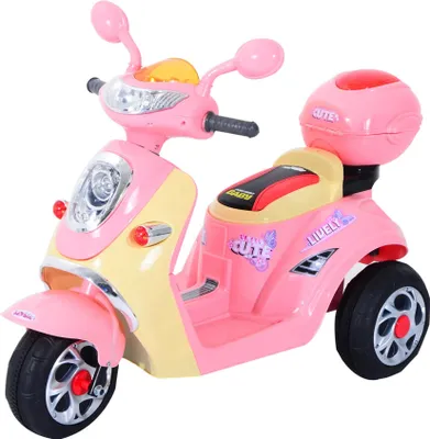 Obrázek produktu pro Dětská elektrická tříkolka motorka - jezdící vozidlo - 6V baterie - úložný prostor - od 3 let - růžová