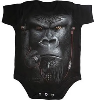 Produktbild von Spiral - Devolution Gorilla, Babybody Schwarz, 0-3 Monate
