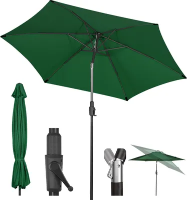 Produktbild von Sekey Sonnenschirm 270 cm Gartenschirm UPF50+ Knickbar, Terrassenschirm für Garten, Balkon und Café, Grün