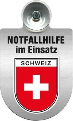 Produktbild von Einsatzschild mit Saugnapf - Notfallhilfe im Einsatz - incl. Regionenwappen 393828 Color - Region Schweiz