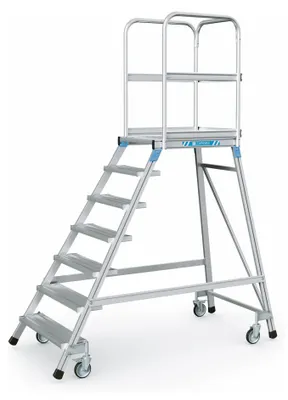 Produktbild von Zarges Podestleiter fahrbar mit 7 Leichtmetall-Stufen