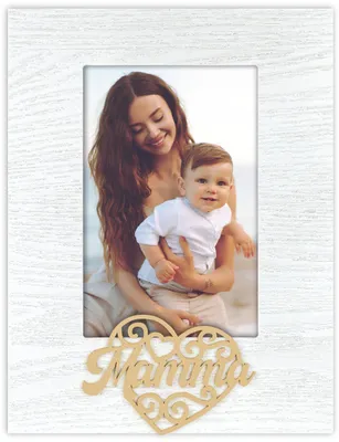 Obrázek produktu pro Dřevěný rámeček na obrázky ZEP Beatrice IT 10x15 cm s motivem srdce "Mamma"