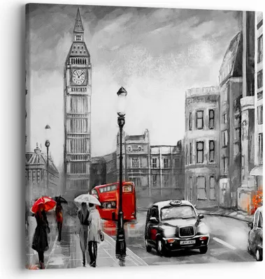 Produktbild von Bild auf Leinwand - Leinwandbild - London Bus - 40x40cm - Wand Bild - Wanddeko - Wandbilder - Leinwanddruck - Bilder - Kunstdruck - Wanddekoration - Leinwand bilder - Wandkunst - AC40x40-3939