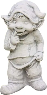 Produktbild von Steinfiguren Horn Kleiner stehender Wichtel aus Steinguss für den Garten, Frostfest Witterungsbeständig und Neu, 41cm Höhe