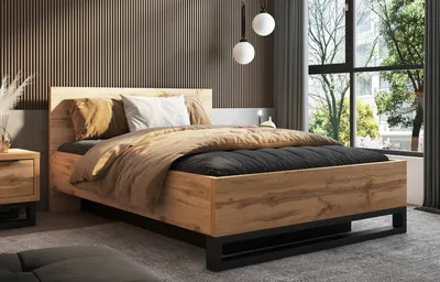 Produktbild von Bett mit Bettkasten 140x200cm Holzoptik