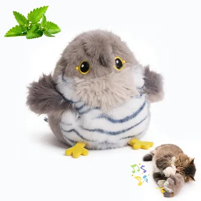 Flatternder Vogel für Katzen, interaktiv, mit Katzenminze, USB, Grau