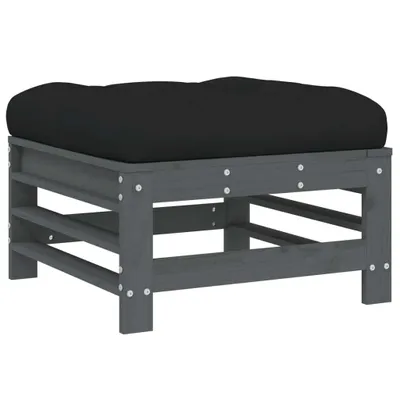 Produktbild von vidaXL Gartenhocker mit Kissen Grau Massivholz Kiefer
