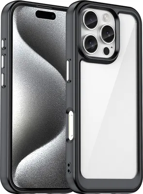 Immagine prodotto di Custodia per iPhone 16 Pro trasparente, protettiva in silicone TPU antiurto nero