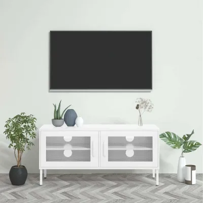 Produktbild von Möbel TV-Schrank Weiß 105x35x50 cm Stahl   - TV-Schränke 336242