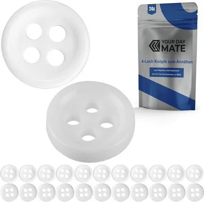 Image de Boutons en résine synthétique, 12,7 mm, blancs, 24 pièces, polyester
