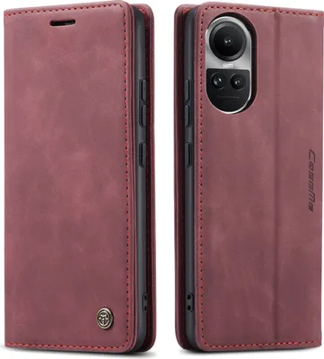 Obrázek produktu pro Oppo Reno10 Pouzdro, RetroPolyuretanKožené Pouzdro s Funkcí Stojánku pro Oppo Reno10 / Reno10 Pro červené