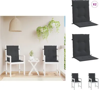 Obrázok produktu pre vidaXL Vankúše na záhradné stoličky s nízkym operadlom 2 ks čierne 100x50x3cm - Vankúš na sedenie