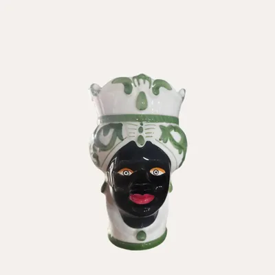 Produktbild von KEYHOMESTORE | Frauenkopfvase aus kleiner grüner Keramik H. 20 cm Ø14