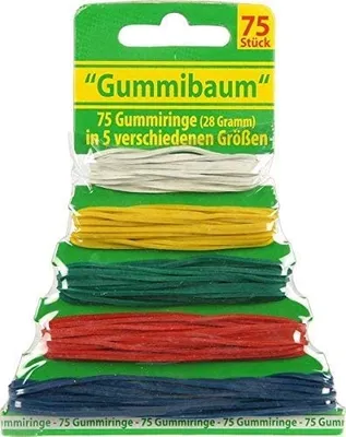Produktbild von 75 Gummis Gummiringe Haushaltsgummis Gummibaum 5 Farben & 5 Größen sortiert ø 55-100mm Gummi, Gummibänder für Haushalt, Arbeit, Büro