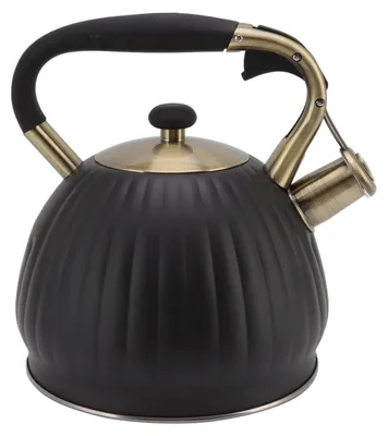 Pfeifender Wasserkessel 3,5L Edelstahl Kürbisform Schwarz