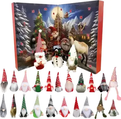 Produktbild von Weihnachtszwerg-Adventskalender 2025, 24 Tage Countdown bis Weihnachten, Ornament mit 24 sammelbaren Zwergpuppen für Jungen, Mädchen und Erwachsene
