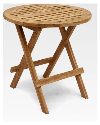 Produktbild von Kleiner klappbarer Gartentisch aus massivem Teakholz | Runder Beistelltisch | 50x50 cm
