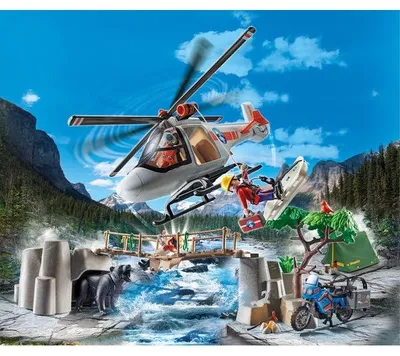 Image de PLAYMOBIL rescue action 70663 unites de secouristes avec helicoptere