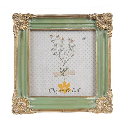 Zdjęcie produktu dla Ramka na zdjęcia Clayre & Eef 10x10 cm zielona polyresin