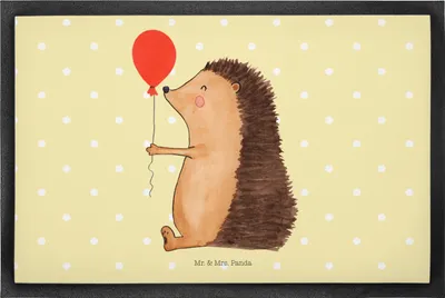 Produktbild von Mr. & Mrs. Panda Sauberlaufmatte Igel Luftballon 50 x 75 cm - Gelb Pastell - Geschenk, Türmatte, Fussmatte, Herzlichen Glückwunsch, Schmutzfänger, Schmutzmatte, fußmatte