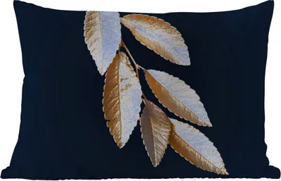 Produktbild von MuchoWow® Outdoor Kissen - Blätter - Schwarz - Gold - Luxus - Pflanzen - 50x30 cm - Wetterfest - Lounge Kissen - Sofa kissen - Wohnzimmer Dekoration