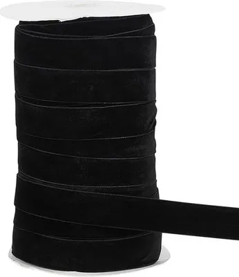 Immagine prodotto di Nastro in nylon e seta nero da 25 mm, con stampa su un solo lato, per decorazioni