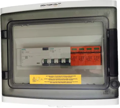 Zdjęcie produktu dla Doktorvolt solarna puszka przyłączeniowa fotowoltaiczna AC SIEMENS 3P B10A 25A 300mA zabezpieczenie przepięciowe T2 0737