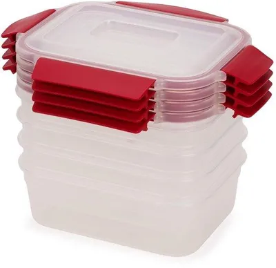 Imagen del producto de Ibenzoa®: Juego de 4 recipientes herméticos para alimentos, sin BPA, de plástico, con capacidad de 1,1 litros cada uno, tapas a prueba de fugas y codificadas por color, aptos para microondas, congelador y lavavajillas