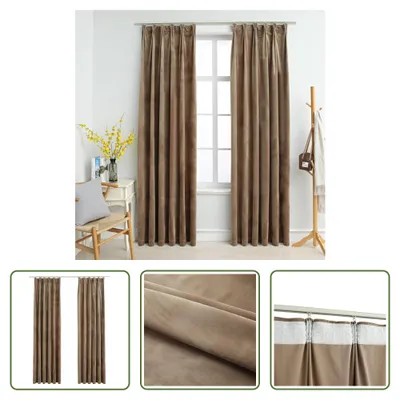 Immagine prodotto di The Living Store tende oscuranti con ganci 2 pezzi velluto beige 140x225 cm