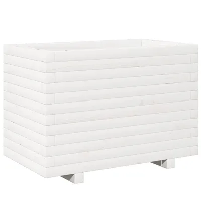 Image de Jardinière blanc 70x40x49,5 cm bois de pin massif