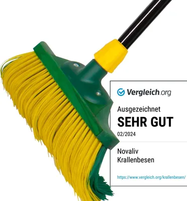 Image de Novaliv Premium Balai à griffes avec manche 40cm, Balai spécial à poils courbes - Idéal comme balai de jardin, balai grattoir, balai pour gazon synthétique, optimal pour le camping, balai de rue, balai de balayage