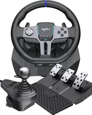 Produktbild von Lenkrad für Spiele – Rennlenkrad – Simulationslenkrad – Rennsteuerung – Lenkrad mit Pedalen