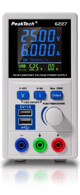 Produktbild von PeakTech P 6227 Labornetzteil (60V, 6A, 360W, regelbar, USB)